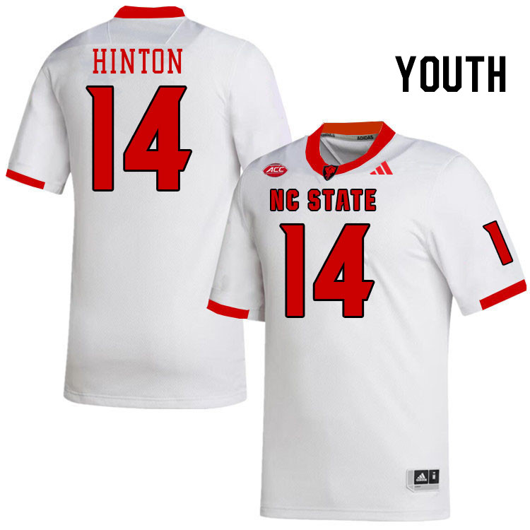 Youth #14 Rente Hinton NC State Wolfpack College Football Jerseys Stitched-White